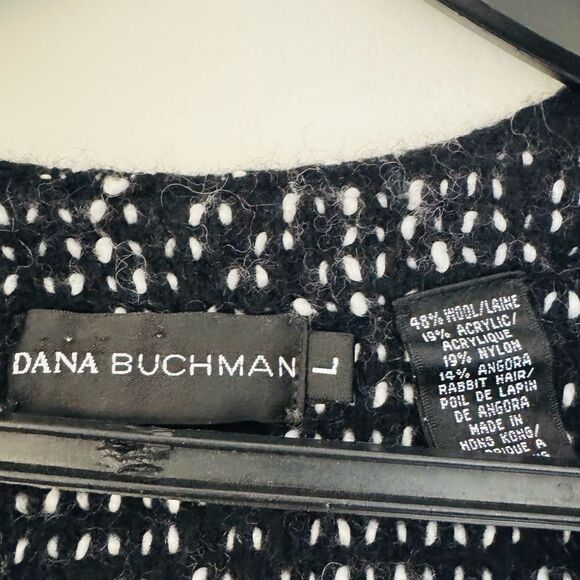 Dana Buchman Sequin Wool Angora Blend Tweed Cardigan Sweater Size Large - Picture 4 of 4